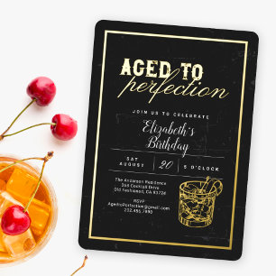Gerijpt tot Perfectie Cocktail Verjaardagsfeest Folie Uitnodiging