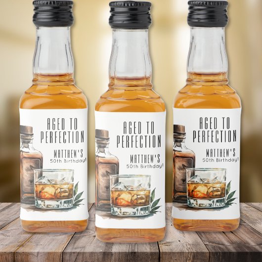 Gerijpt tot perfectie Whiskey Mannen verjaardag fe Likeurfles Etiket