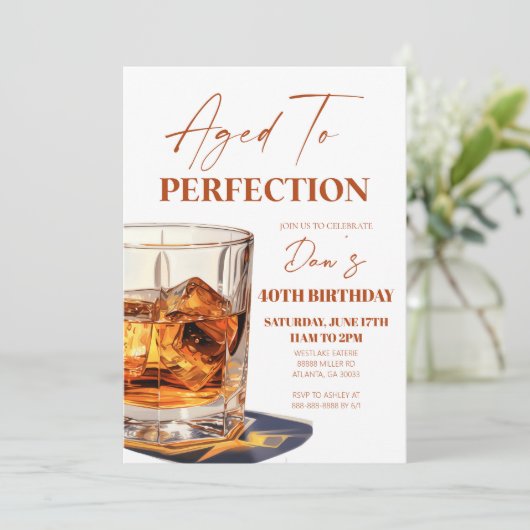 Gerijpt tot perfectie Whisky Glass verjaardagsfees Kaart (Staand voorkant)