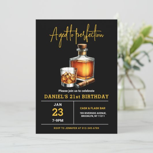 Gerijpt tot Perfectie Whisky Sigaar 21ste verjaard Kaart (Staand voorkant)