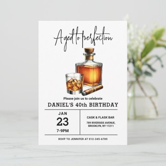 Gerijpt tot Perfectie Whisky Sigaar 40e verjaardag Kaart (Staand voorkant)