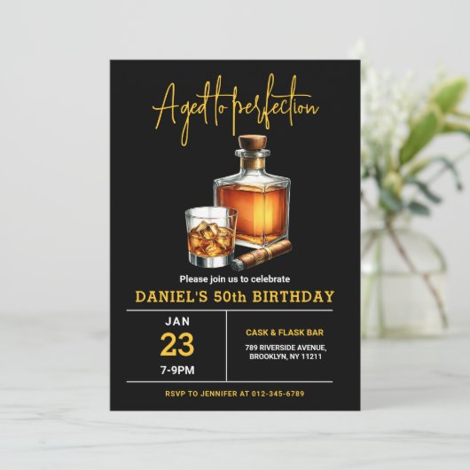 Gerijpt tot Perfectie Whisky Sigaar 50ste verjaard Kaart (Staand voorkant)