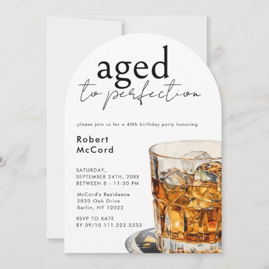 Gerijpt tot perfectie whisky verjaardagsfeest boog kaart (Voorkant)