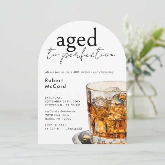 Gerijpt tot perfectie whisky verjaardagsfeest boog kaart (Staand voorkant)