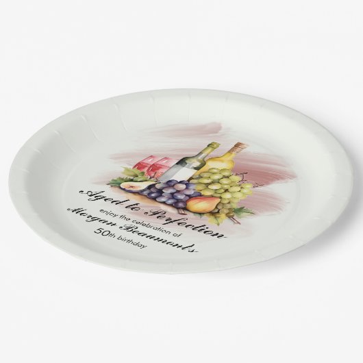 Gerijpt tot Perfectie Wijn Thema 50ste Verjaardags Papieren Bordje (Gekanteld)