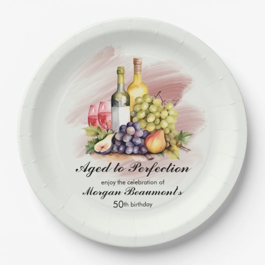 Gerijpt tot Perfectie Wijn Thema 50ste Verjaardags Papieren Bordje (Voorkant)