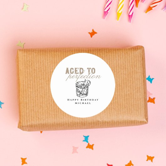 Gerijpt tot Perfectie Witte Whiskey Verjaardag Ronde Sticker