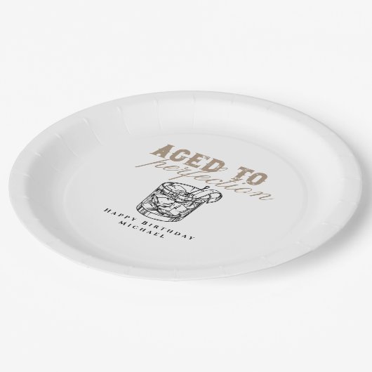 Gerijpt tot Perfectie Witte Whiskey Verjaardagsfee Papieren Bordje (Gekanteld)