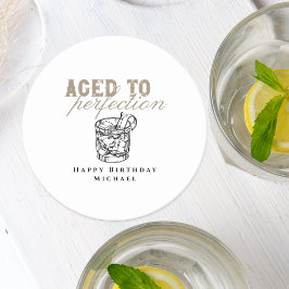 Gerijpt tot Perfectie Witte Whiskey Verjaardagsfee Ronde Kartonnen Onderzetter