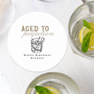 Gerijpt tot Perfectie Witte Whiskey Verjaardagsfee Ronde Kartonnen Onderzetter