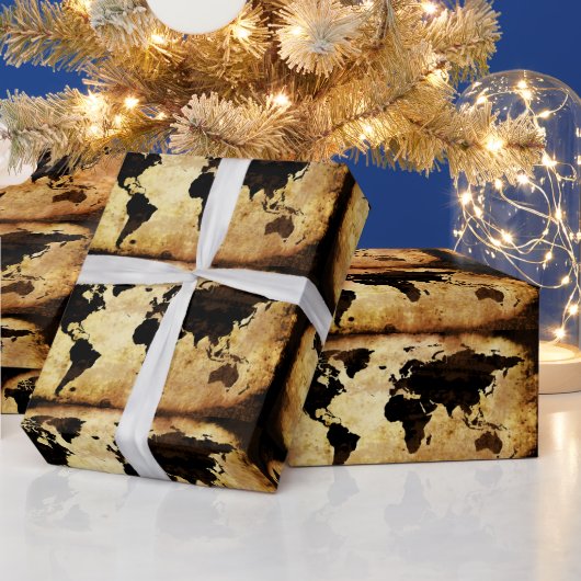 gerijpt-wereldkaart cadeaupapier (Feestdagen)