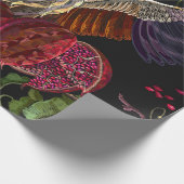 Gerijpte pomegranaatvruchten, kraanvogels en wild cadeaupapier (Hoek)