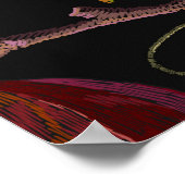 Gerijpte pomegranaatvruchten, kraanvogels en wild poster (Hoek)