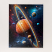 Geringde Planeet Zonnestelsel Ruimte Legpuzzel (Verticaal)