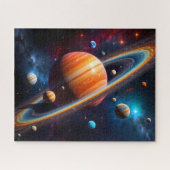 Geringde Planeet Zonnestelsel Ruimte Legpuzzel (Horizontaal)