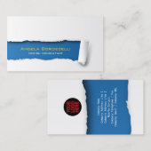 Geript Papier Blauw Visitekaartje (Voorkant / Achterkant)
