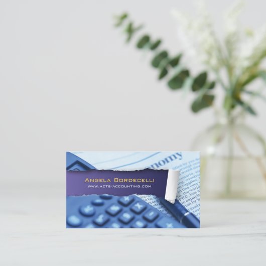 Geript Papier Boekhouding Violet Visitekaartje (Staand voorkant)