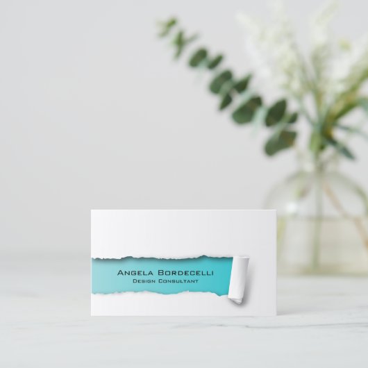 Geript papier cyaan Visitekaartje (Staand voorkant)