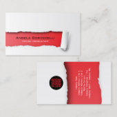 Geript Papier Rood Visitekaartje (Voorkant / Achterkant)