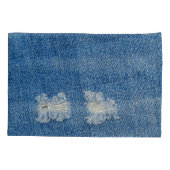 Geripte denim jeans close-up textuur. kussensloop (Achterkant)