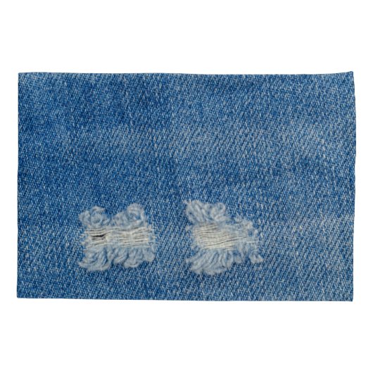 Geripte denim jeans close-up textuur. kussensloop (Achterkant)