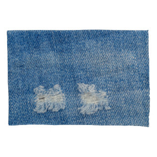 Geripte denim jeans close-up textuur. kussensloop