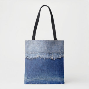 Geripte denim jeans stof achtergrond tote bag