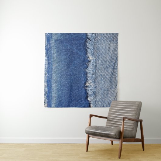 Geripte denim jeans stof achtergrond wandkleed (In Situ (horizontaal))