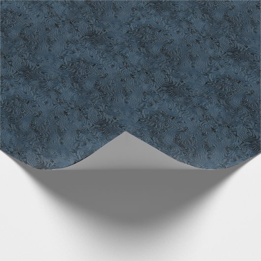 Geripte Faux Silk Moire in Rich Blauwgroen Blauw Cadeaupapier (Hoek)