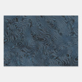 Geripte Faux Silk Moire in Rich Blauwgroen Blauw Inpakpapier Vel (Voorkant 3)