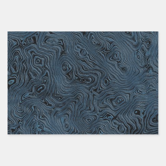 Geripte Faux Silk Moire in Rich Blauwgroen Blauw Inpakpapier Vel (Voorkant 2)