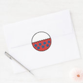 Geripte rand wit en rood met blauwe sterren ronde sticker (Envelop)