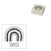 Gerls Cute Modern Rainbow & Name School Bookplate Rubberstempel (Gestempeld)