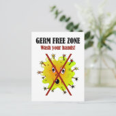 Germ Free Zone. Was je handen! Briefkaart (Staand voorkant)