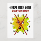 Germ Free Zone. Was je handen! Briefkaart (Voorkant)