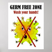 Germ Free Zone. Was je handen! Poster (Voorkant)