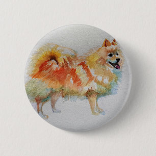 Germaans Spitz Pommer watercolor hond honden Ronde Button 5,7 Cm