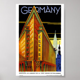 Germaans vintage reisposter gerestaureerd poster