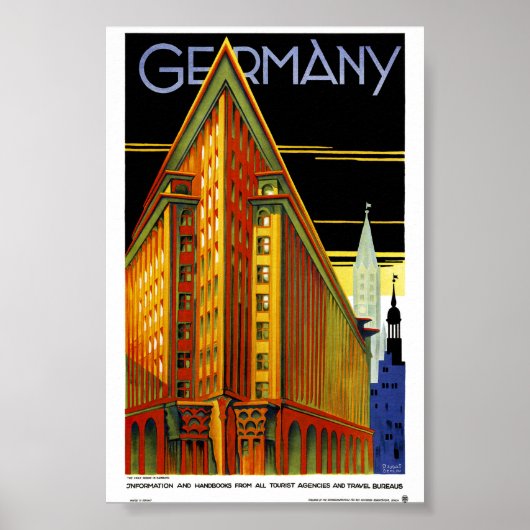 Germaans vintage reisposter gerestaureerd poster (Voorkant)