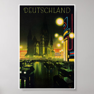 Germaans vintage reisposter gerestaureerd poster