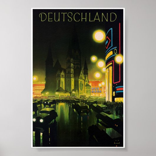 Germaans vintage reisposter gerestaureerd poster (Voorkant)