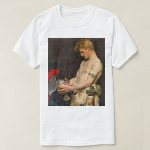 Germaanse krijger die een Romeinse helm bewondert T-shirt