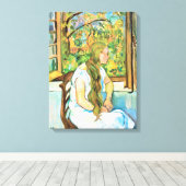 Germaine Utter voor haar raam Canvas Afdruk (Insitu (Houten vloer))