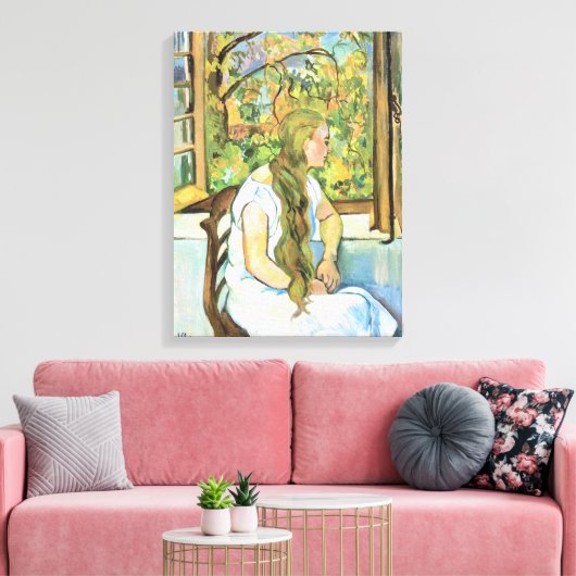 Germaine Utter voor haar raam Canvas Afdruk (Insitu (Woonkamer))