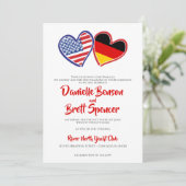 German American Heart Flags Huwelijk Kaart (Staand voorkant)
