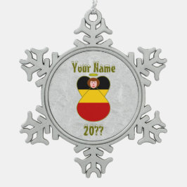 German Angel Flag Red Hair Tin Sneeuwvlok Ornament