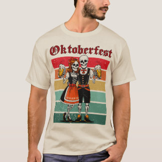 German Beer Festival Skeleton Couple Halloween T-shirt