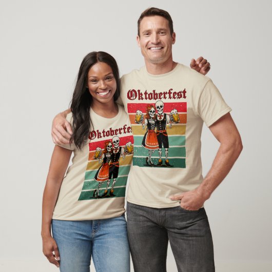 German Beer Festival Skeleton Couple Halloween T-shirt (Unisex)