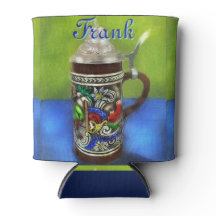 German Beer Stein w/Hinged Lid Blue Personalized 