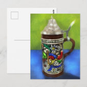 German Beer Stein w/scharnierend deksel blauw groe Briefkaart (Voorkant / Achterkant)